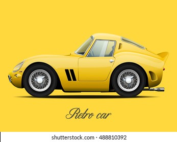 Vehículo de dibujos animados moderno vectorial. coche retro