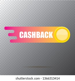vector modern cash back icon with golden coin isolated on transparent background. cashback or money refund label or logo