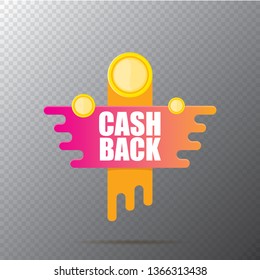 vector modern cash back icon with golden coin isolated on transparent background. cashback or money refund label or logo