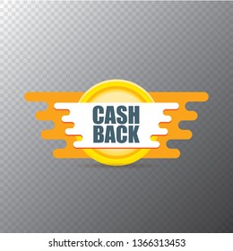 vector modern cash back icon with golden coin isolated on transparent background. cashback or money refund label or logo