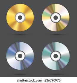 vector modern cd icons set on gray background. Eps10