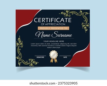 Vector modern certificate of achievement and appreciation template design
