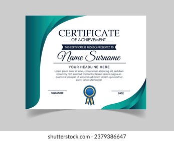 Vector modern certificate of achievement and appreciation template design