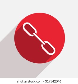 Vector modern chain red circle icon with shadow