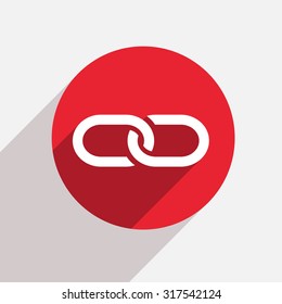 Vector modern chain red circle icon with shadow