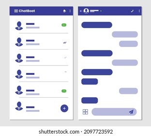 Vector Modern Chatting App. mobile User Interface concept design. mobile messenger app with chat contact list. Chatting App UI Concept design