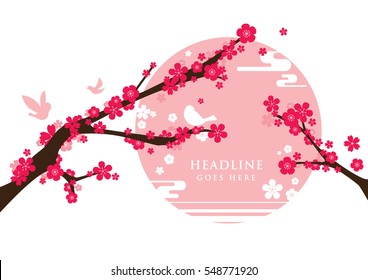 Vector of modern cherry blossom and festive background
