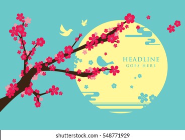 Vector of modern cherry blossom and festive background