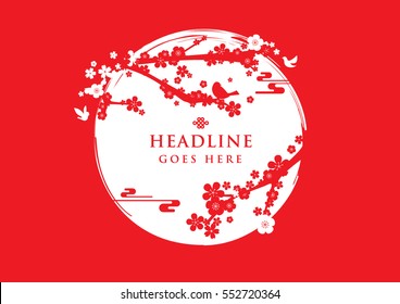 Vector de flores modernas de cerezo y fondo festivo