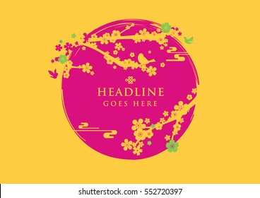 Vector of modern cherry blossom and festive background