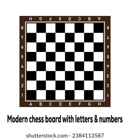 Vector modern Chess Board with letters and numbers on a white background.