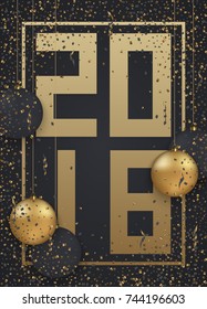 Vector modern Christmas or 2018 Happy New Year winter holiday invitation card background