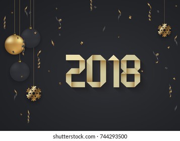 Vector modern Christmas or 2018 Happy New Year winter holiday invitation card background