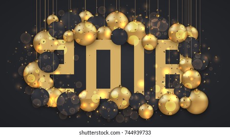 Vector modern Christmas or 2018 Happy New Year winter holiday invitation card background