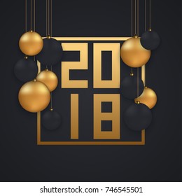 Vector modern Christmas or 2018 Happy New Year winter holiday invitation card background