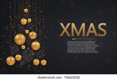 Vector modern Christmas or 2018 Happy New Year winter holiday invitation card background