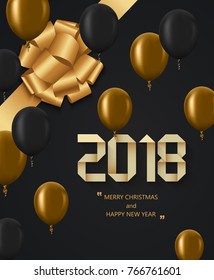 Vector modern Christmas or 2018 Happy New Year winter holiday invitation card background