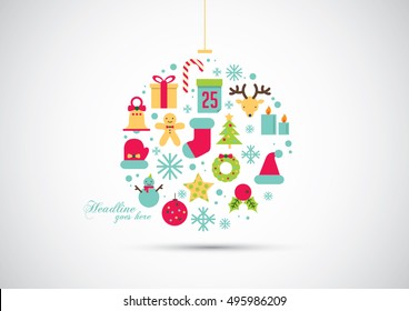 Vector of modern Christmas element and object