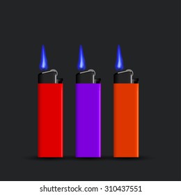 Vector modern cigarette lighter set on black background