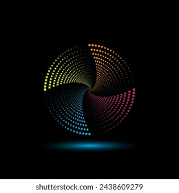 Vector moderno efecto círculo colorido diseño audio onda, ecualizador forma de onda, música sonido tecnología ilustración fondo negro, sombra de luz