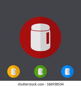 Vector modern circle icons set on gray background