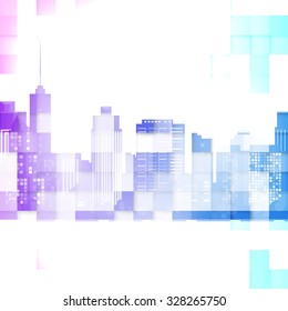Vector modern city. Cityscape background for your design, urban art. Buildings