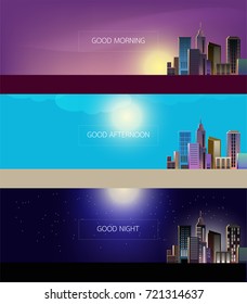 Vector modern city landscape vector background for web design. City skyline illustration. Horizontal Urban landscape.