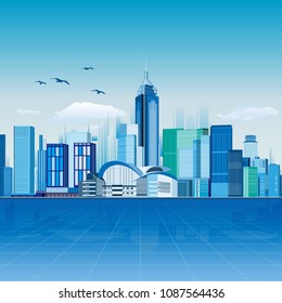 The vector of modern city skyline