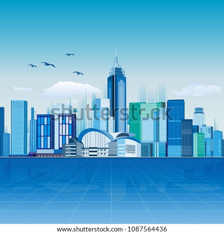 The vector of modern city skyline