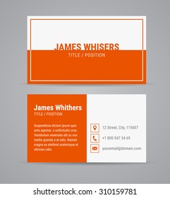 Vector modern clean  business card design template set with orange background Flat design 