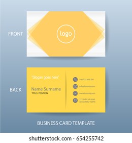 Vector modern and clean business card name card design template in yellow color tone.