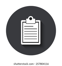 Vector modern clipboard gray circle icon on white background