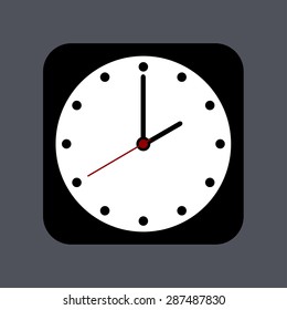 Vector modern clock icon on gray background