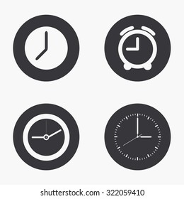 Vector modern clock icons set on white background