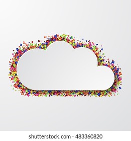 Vector modern cloud with confetti on white background