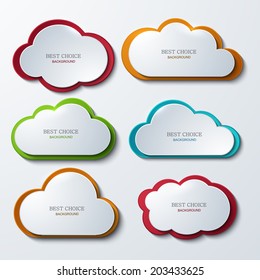 Vector modern clouds banners set. 6 variants. Business elemetn design. Eps10