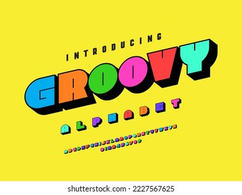 Vector of modern colorful alphabet design with uppercase, numbers and symbols