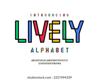 Vector of modern colorful alphabet design with uppercase, numbers and symbols