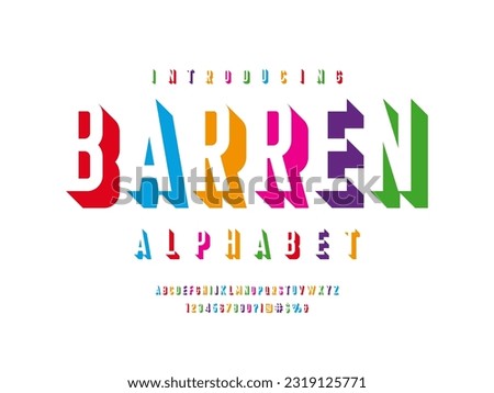 Vector of modern colorful alphabet design with uppercase, numbers and symbols
