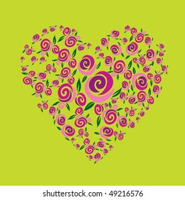Vector modern colorful background with heart shape from flowers