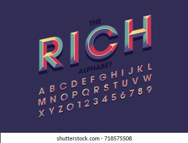 Vector of modern colorful bold font and alphabet Vector of modern colorful bold font and alphabet