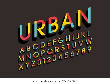 Vector of modern colorful bold font and alphabet