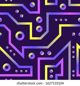 vector modern colorful electro geometric seamless pattern on dark violet