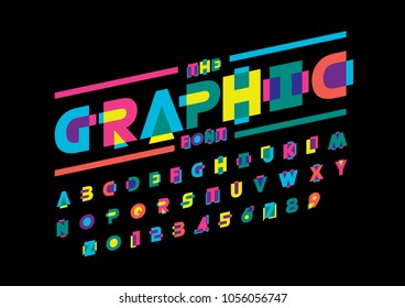 Vector of modern colorful font and alphabet