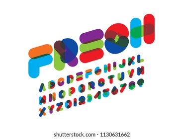 Vector of modern colorful font and alphabet