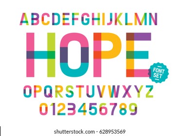 Vector of modern colorful font and alphabet