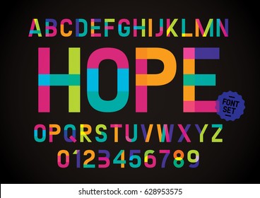 Vector of modern colorful font and alphabet