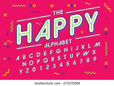 Vector of modern colorful font and alphabet