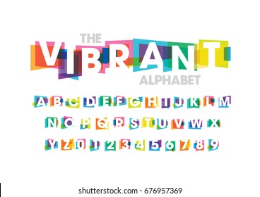 Vector of modern colorful font and alphabet