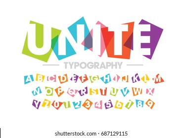 Vector of modern colorful font and alphabet